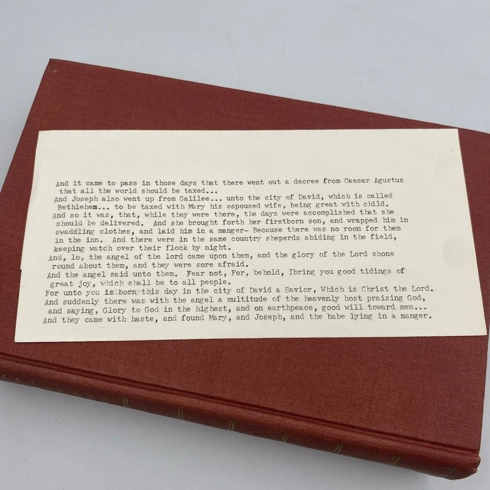 Vtg 1949 King James Bible Living Literature‎ Edition w Typewriter Note KJV